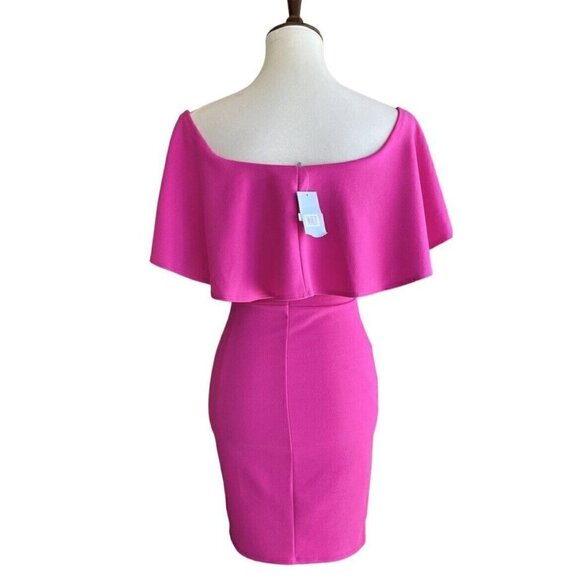 Soprano Womens Pink Ruffle Off-the-Shoulder Bodycon Dress Size S - Picture 3 of 13